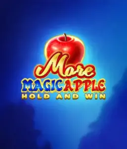 Скриншот игрового автомата More Magic Apple от 3 Oaks Gaming, демонстрирующего волшебный лес с персонажами из сказки, включая замки, магические яблоки и известных сказочных героев. В центре виден логотип игры More Magic Apple, окруженный яркими и привлекательными изображениями, формирующими атмосферу чудес и волшебства.