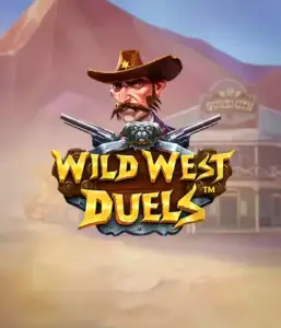  Иллюстрация игрового автомата "Wild West Duels" от Pragmatic Play, на котором изображён храбрый персонаж в шляпе с оружием в руках. На фоне пустынная территория с типичным домом на Диком Западе. Идеально подходит для поклонников жанра вестерн и азартных игр.